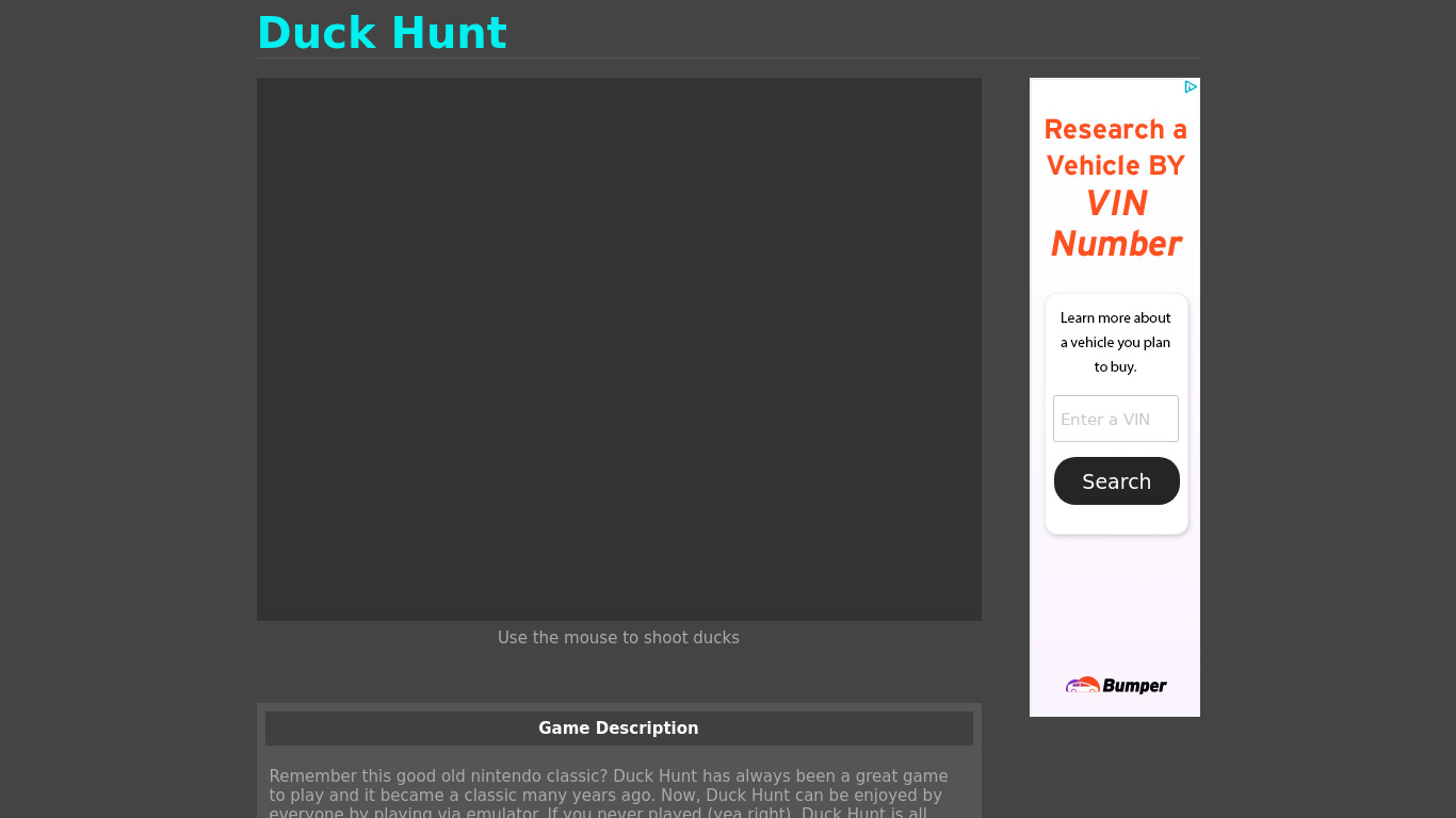 Duck Hunt Landing page