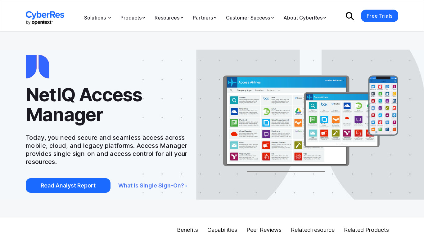 NetIQ Access Manager Landing page