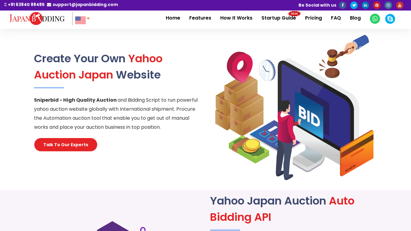 Yahoo Japan Auction Sniperbid Landing page