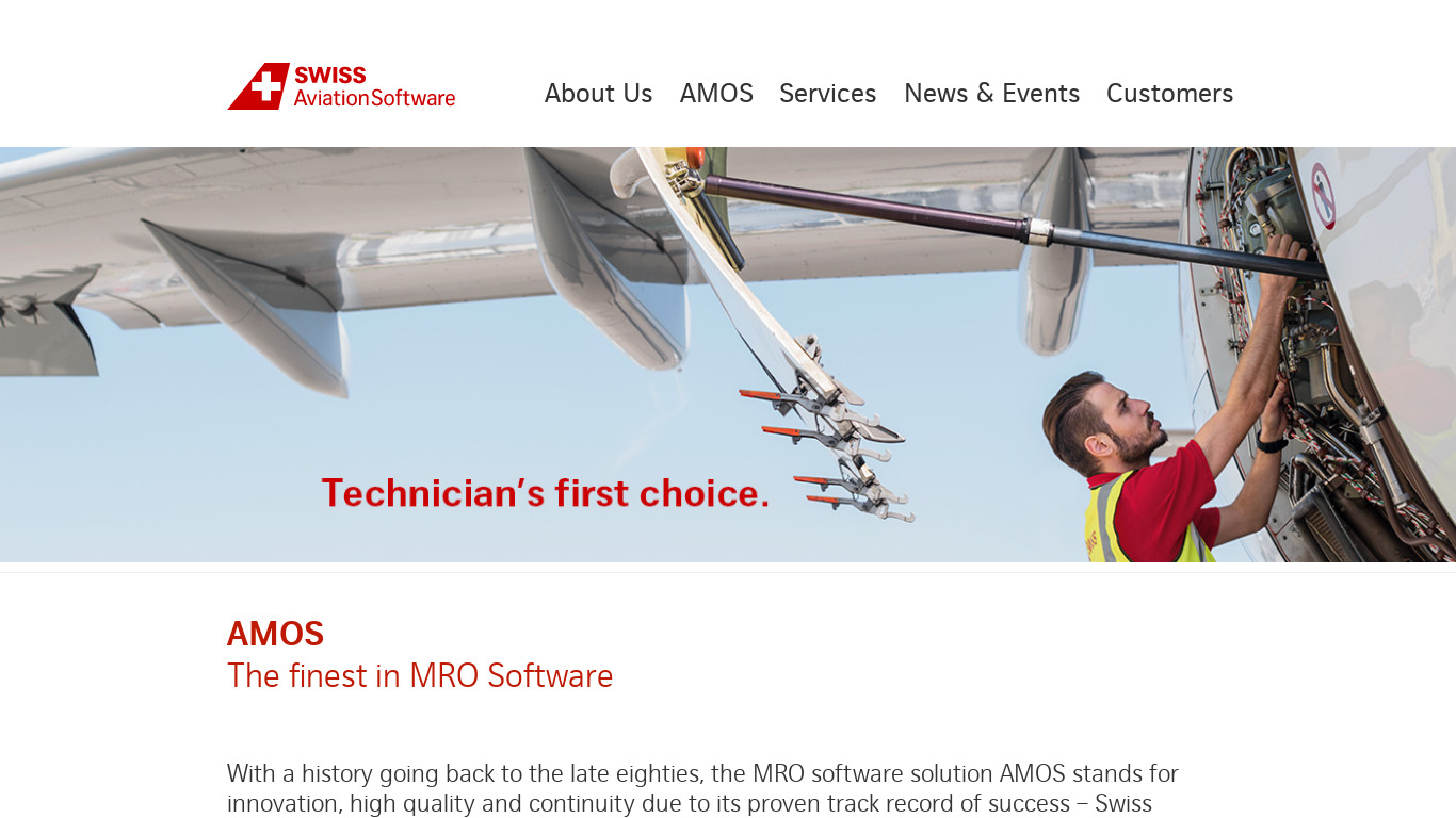 Swiss AviationSoftware Landing page