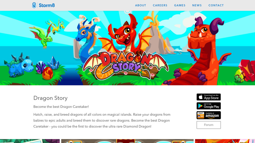 storm8.com Dragon Story Landing Page