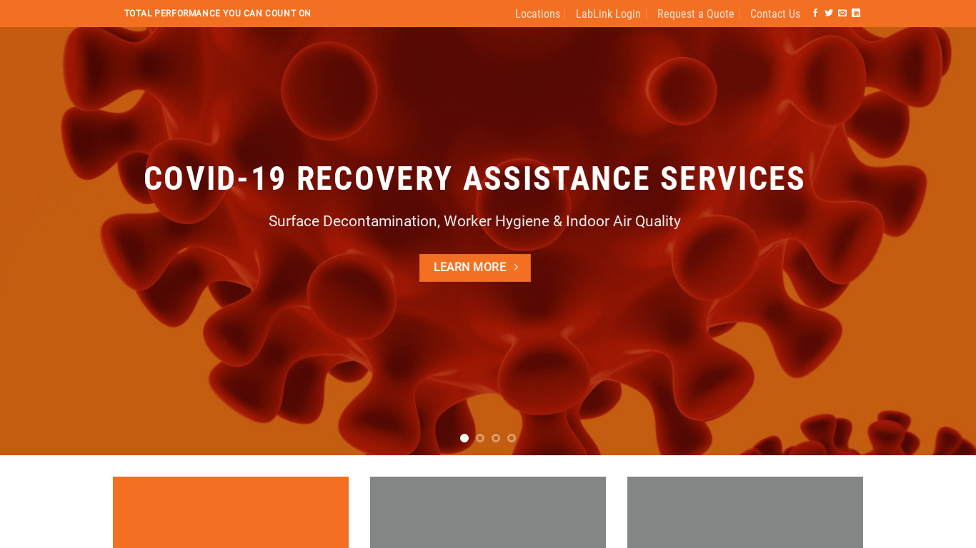 Accutest LIMS Landing page