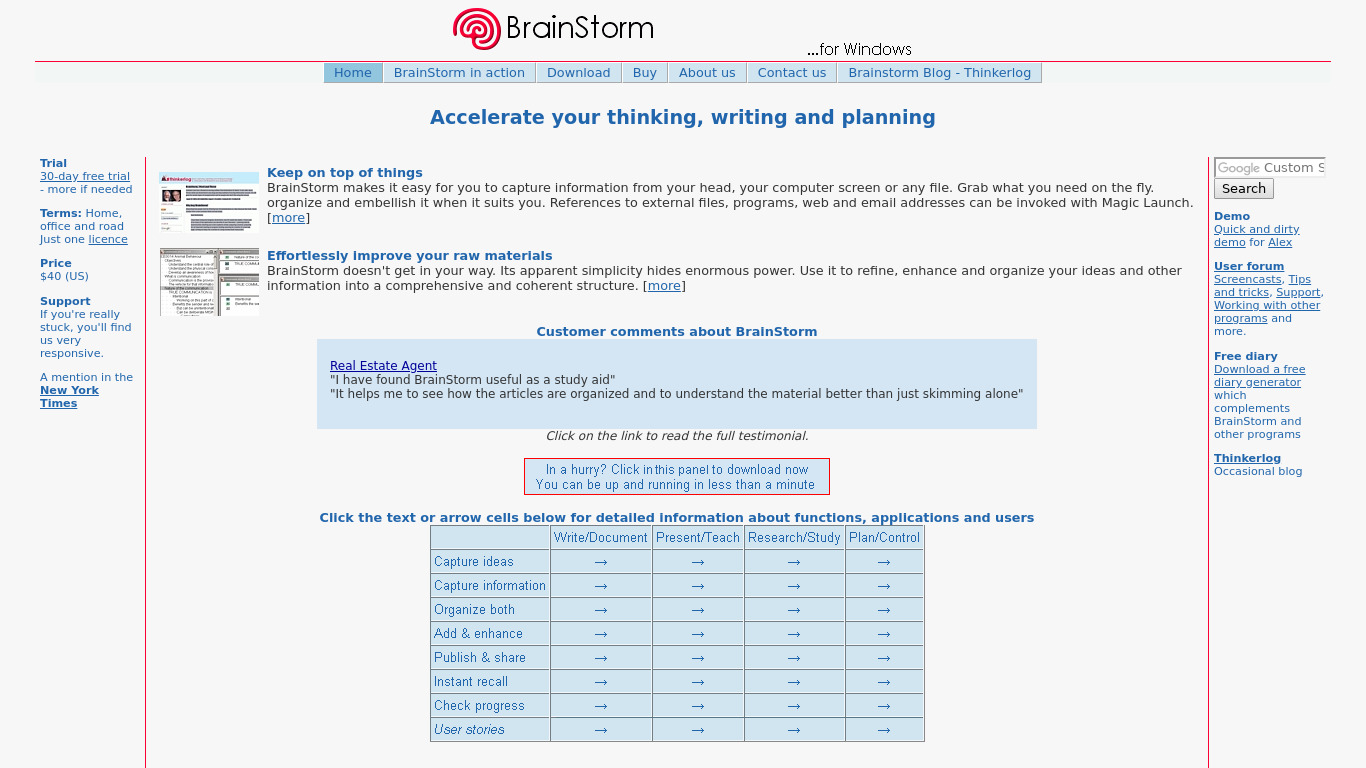 BrainStorm Landing page