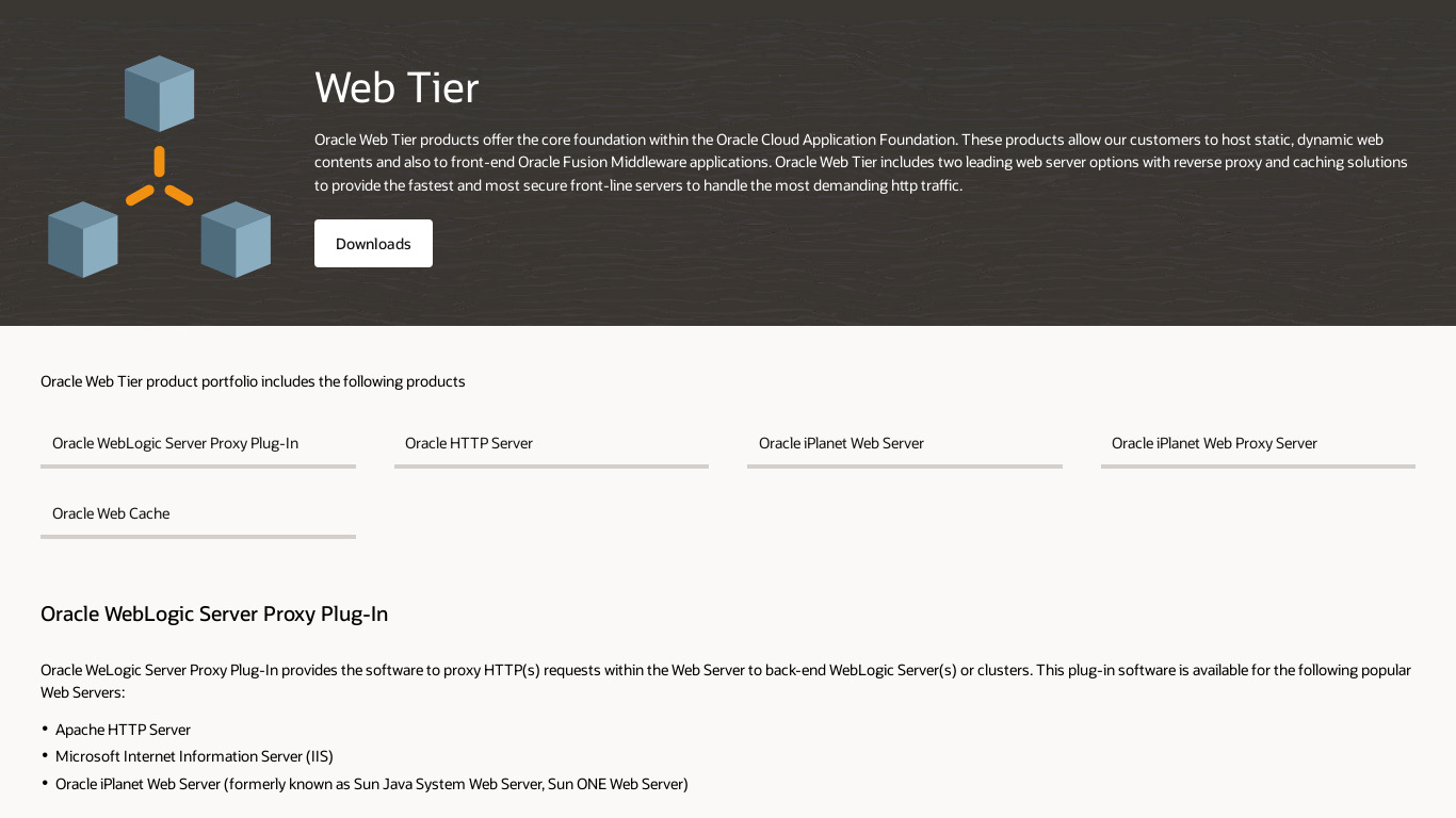 Oracle Web Tier Landing page