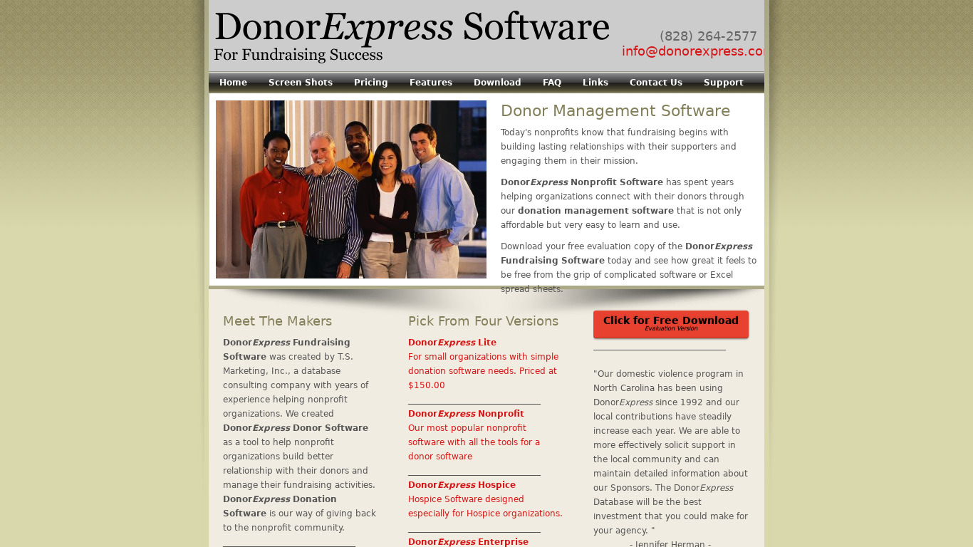 DonorExpress Landing page