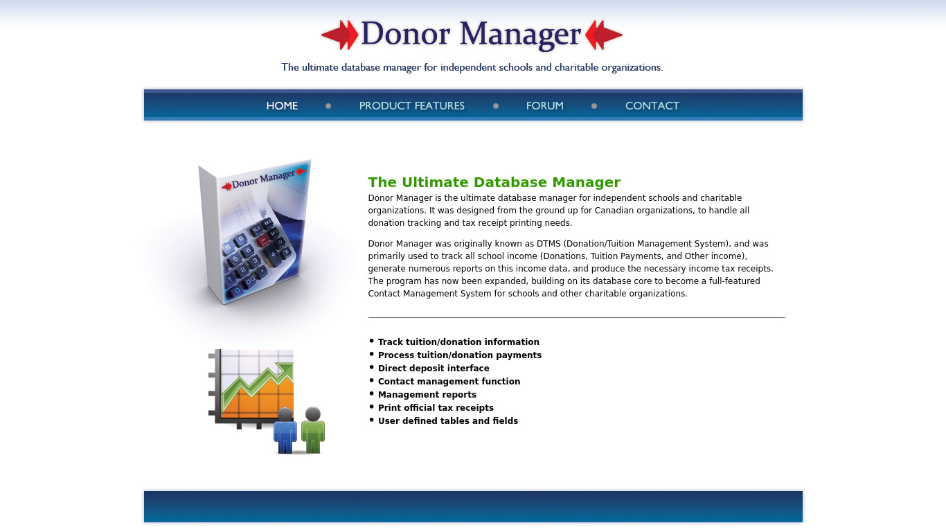 Donor Manager Landing page