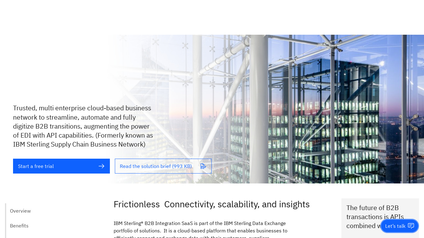 IBM Supply Chain Business Network Landing page