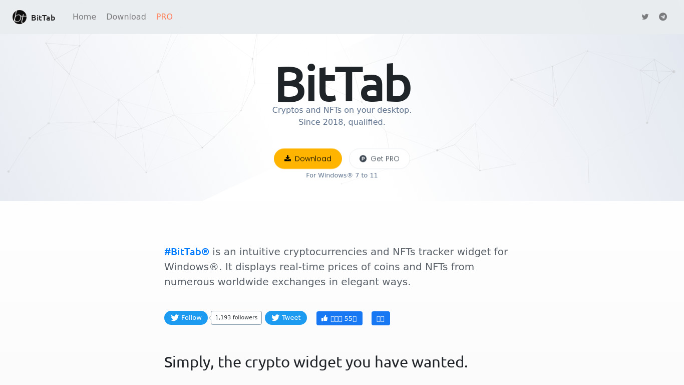 BitTab Landing page