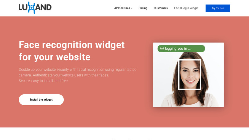 Luxand Facial Recognition Widget Landing Page