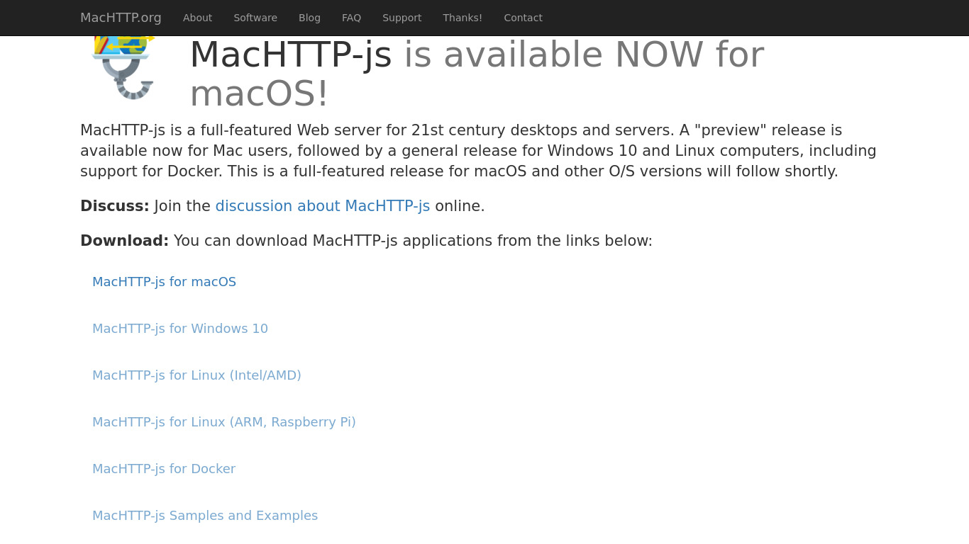 MacHTTP.org Landing page
