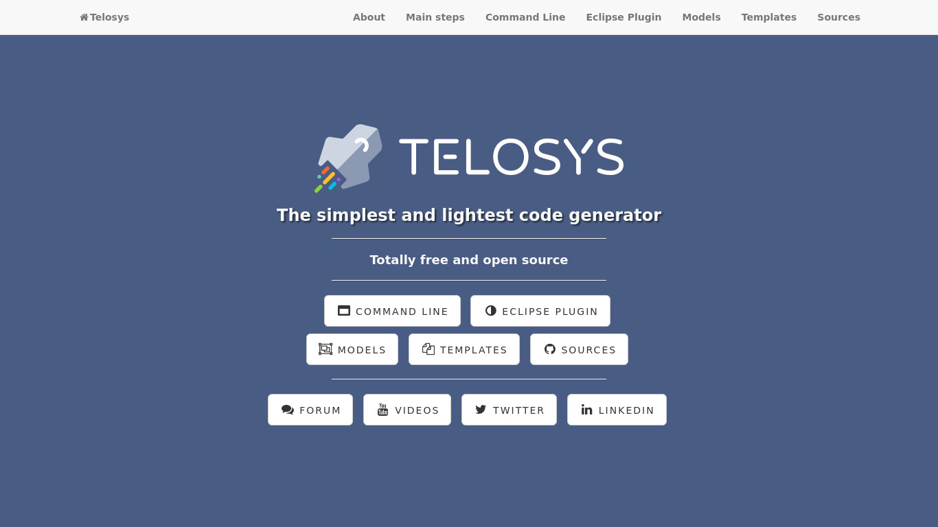 Telosys Landing page