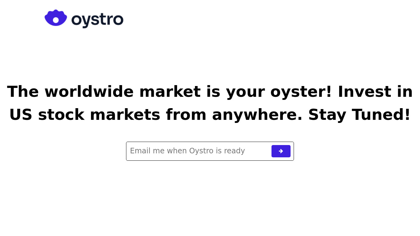 Oystro Landing page