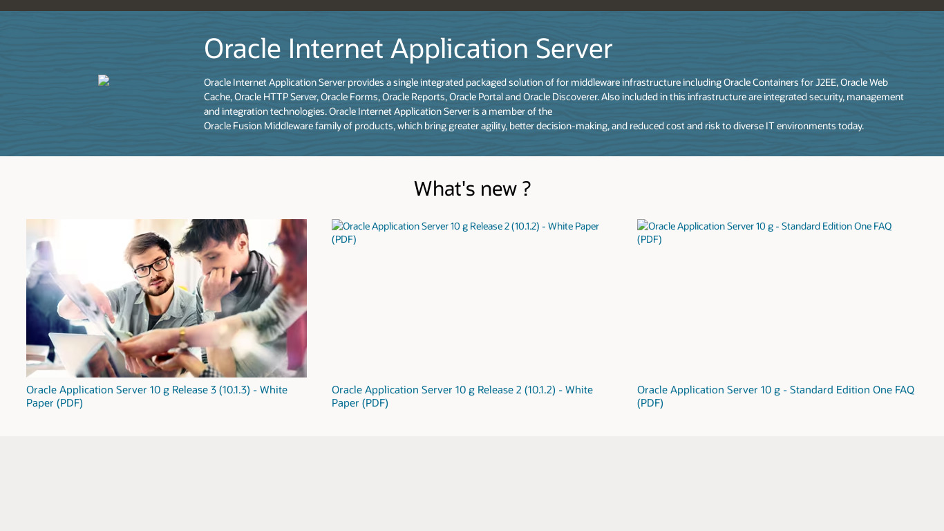 Oracle Application Server Landing page