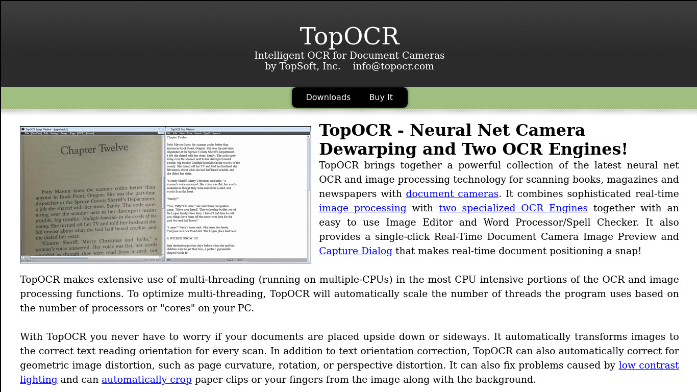 TopOCR Landing page