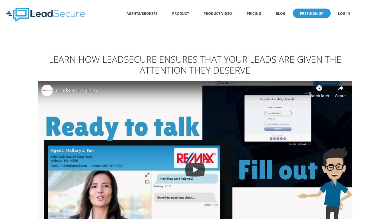 LeadSecure Landing page
