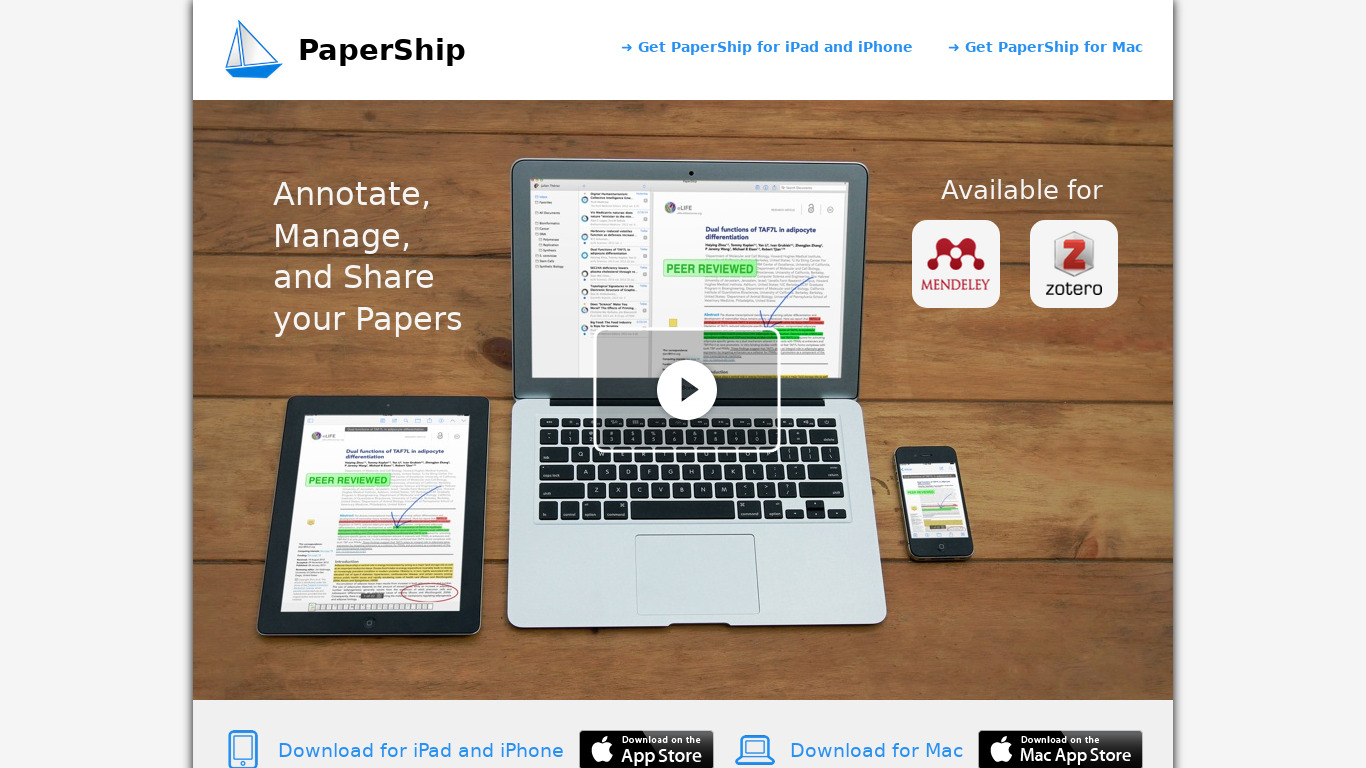 PaperShip Landing page