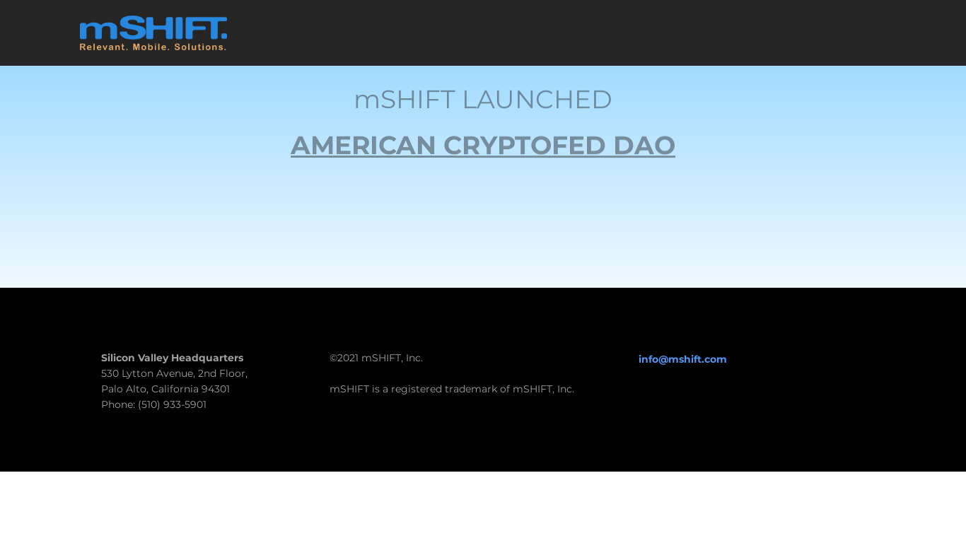 MShift Landing page