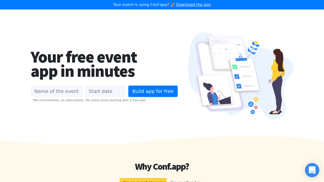 conf.app Landing page