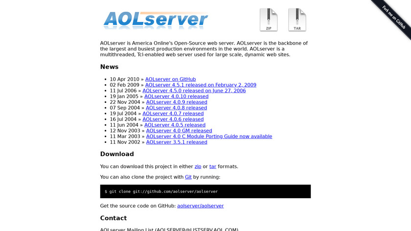 AOL Server Landing Page