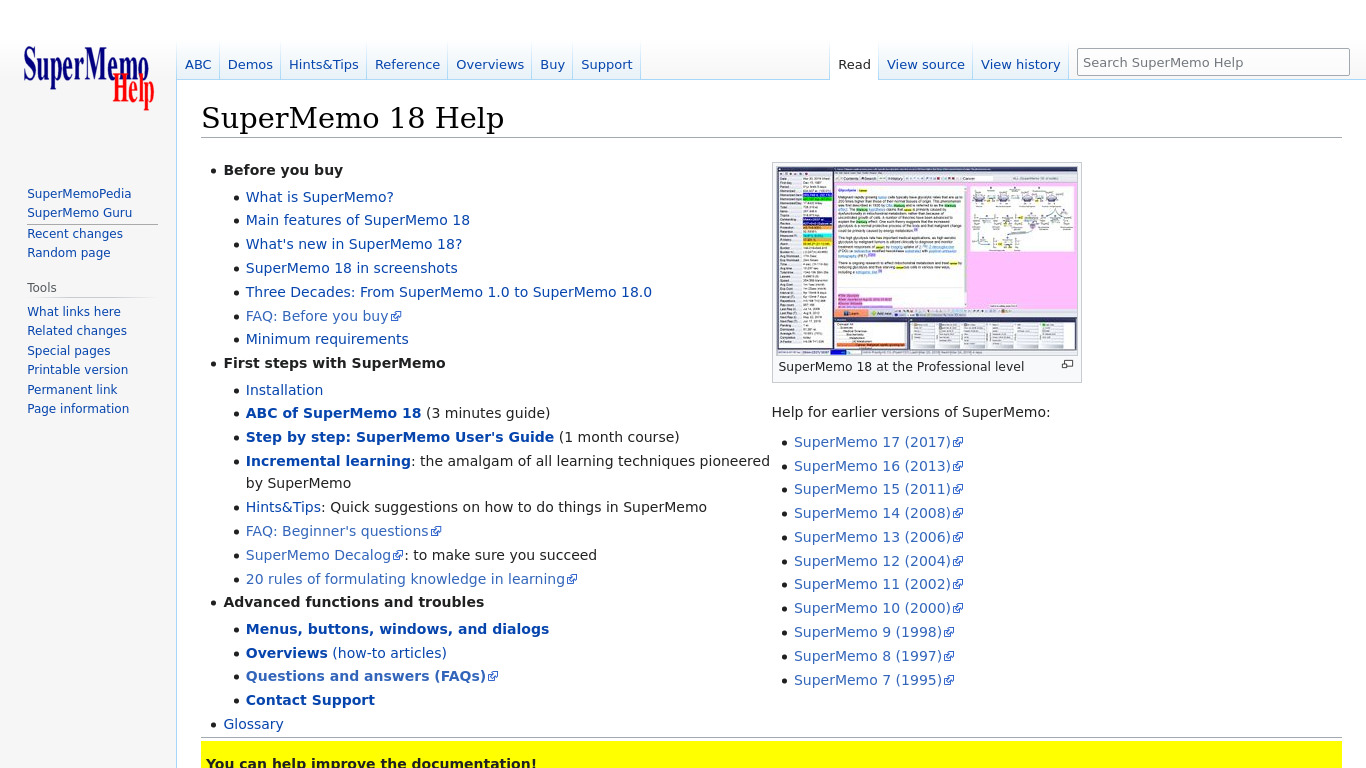 SuperMemo for Windows Landing page