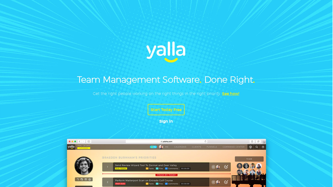 Yalla Landing page