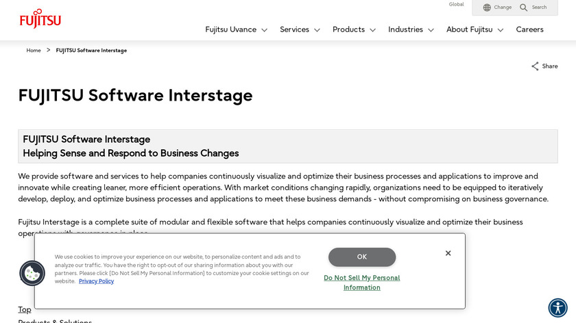 Fujitsu Interstage Landing Page