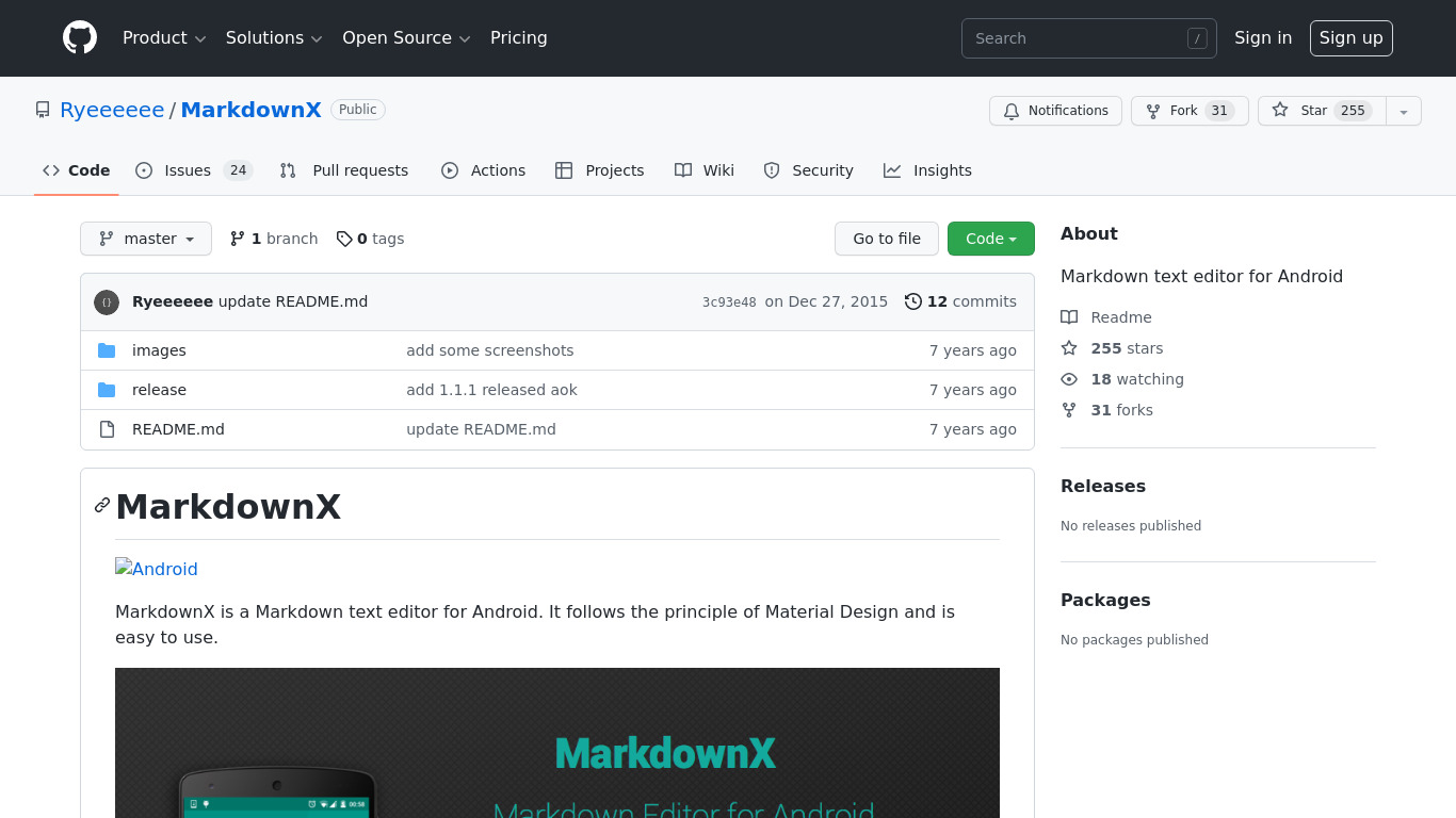 MarkdownX Landing page