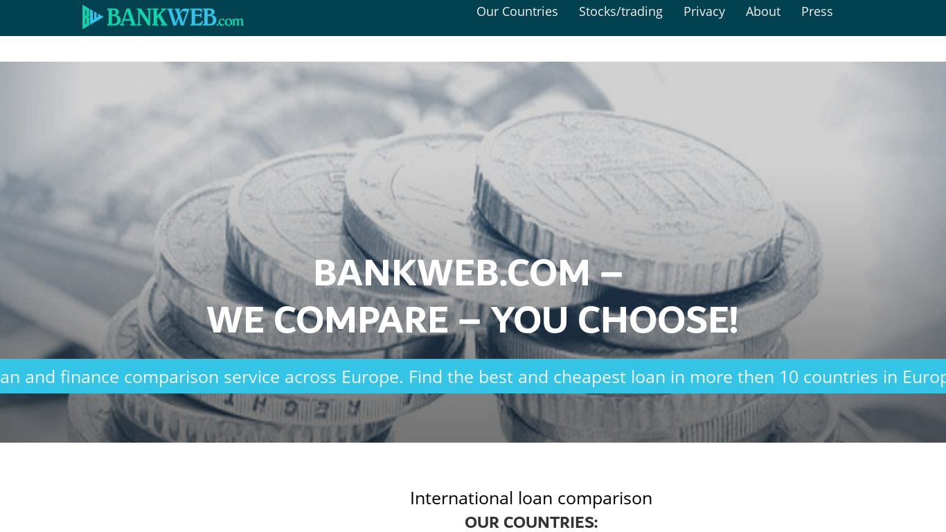 Bankweb Landing page